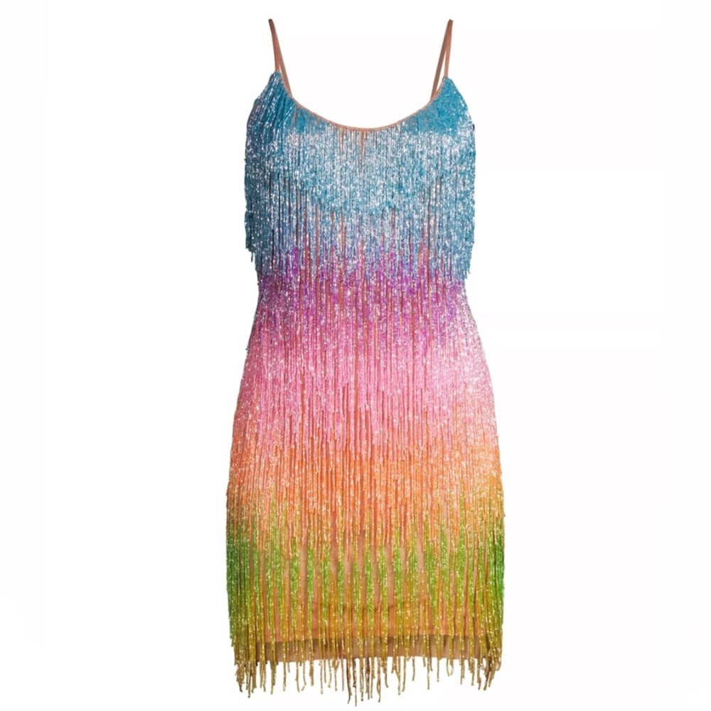 Liv Foster Ombré Beaded Fringe Minidress - Picture 7 of 9
